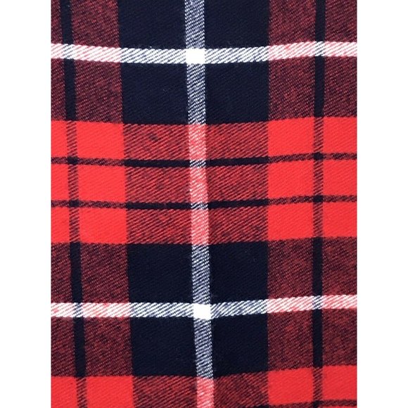 Faribault Woolen Mill Red Blue Plaid Acrylic Stadium Throw Fringe 53 x 40 - Picture 3 of 4